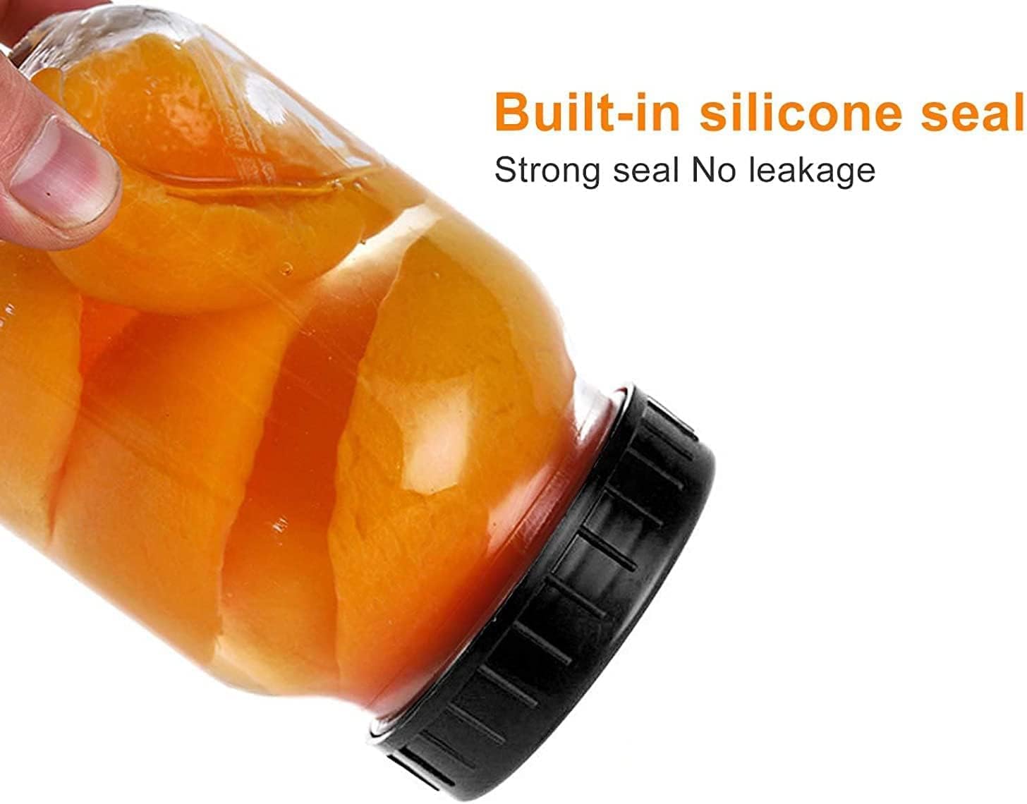 Pizga Plastic Mason Jar Lids 8pcs Leak-Proof Leak-Resistant Orange