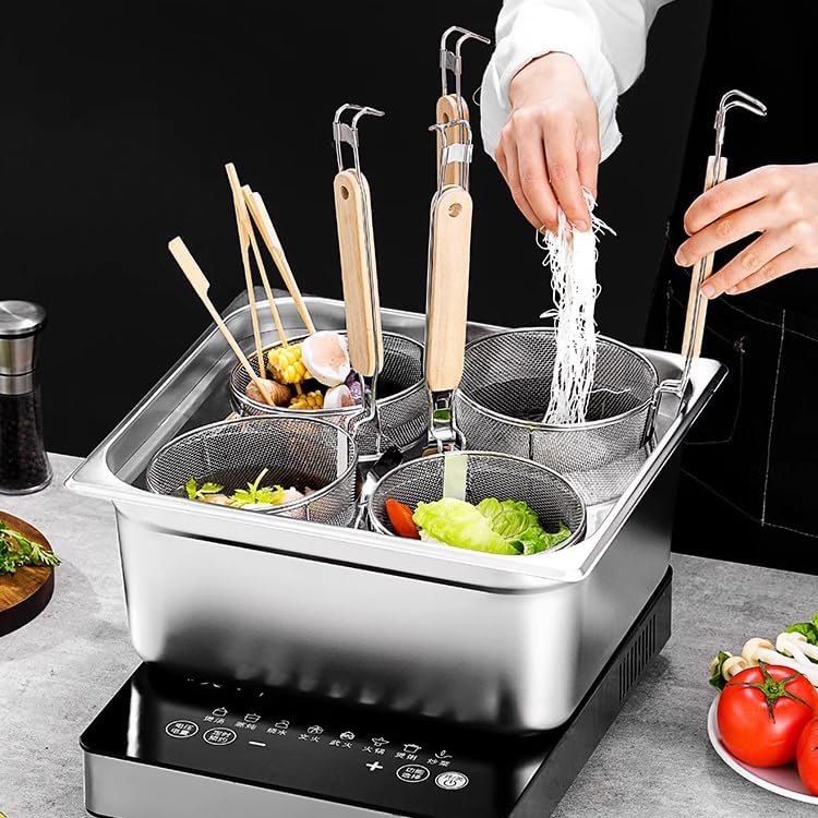 RSBFER Stainless Steel Pasta Cooker with Divider 6 Holes Stockpot