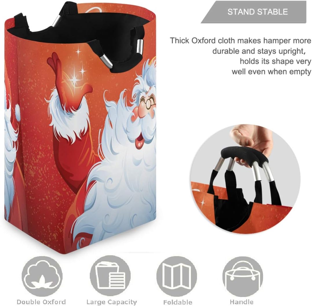Collapsible Christmas Laundry Basket Durable with Handle and Large Capacity