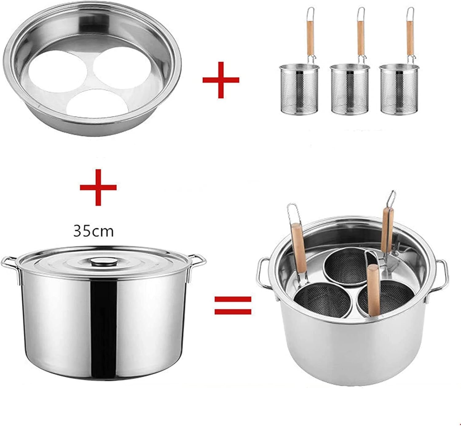 Sturdy Stainless Steel Pasta Cooker Insert Set 3Holes