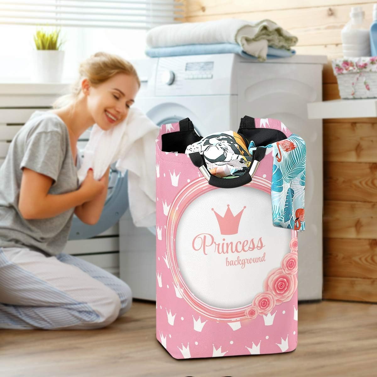 SUABO Princess Crown Laundry Basket Foldable