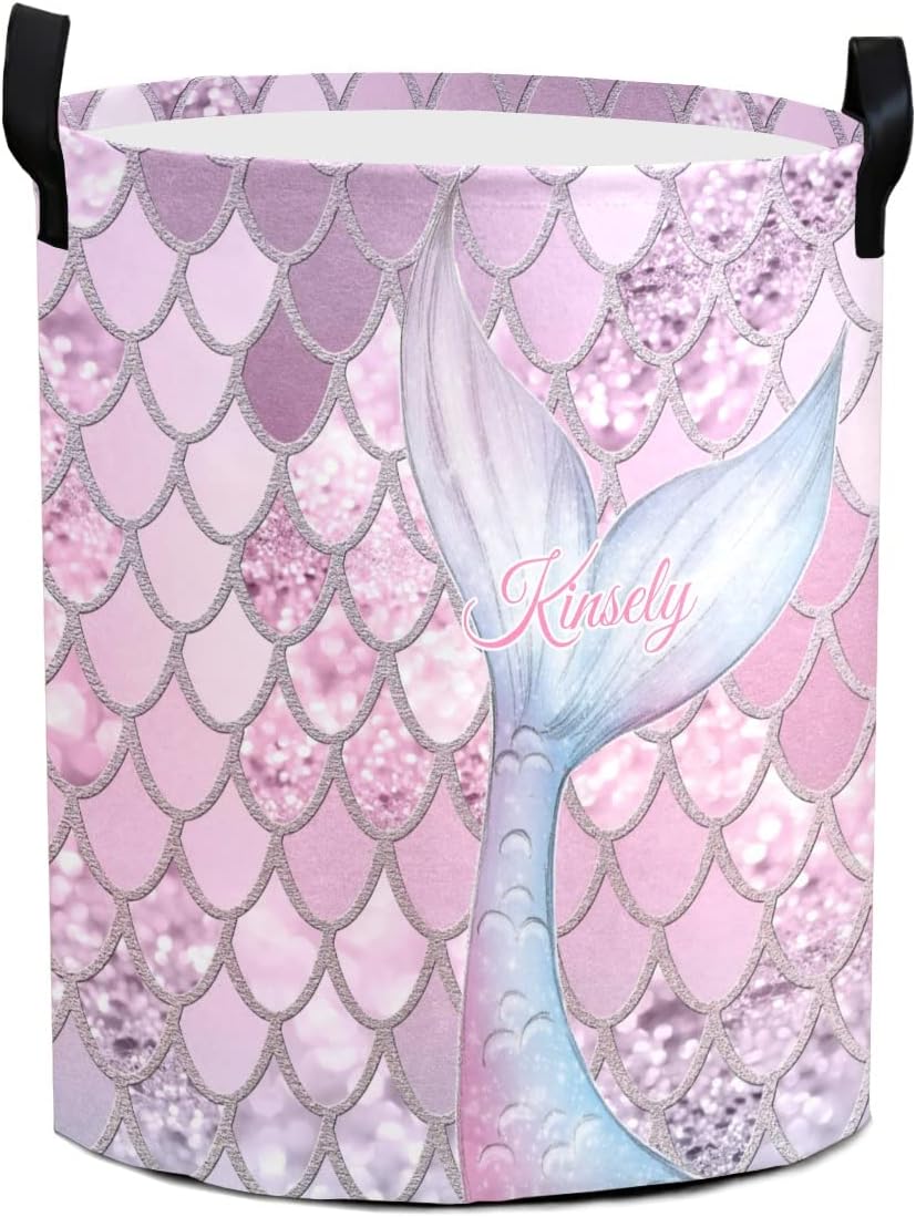 Mermaid Glitter Scales Personalized Laundry Basket