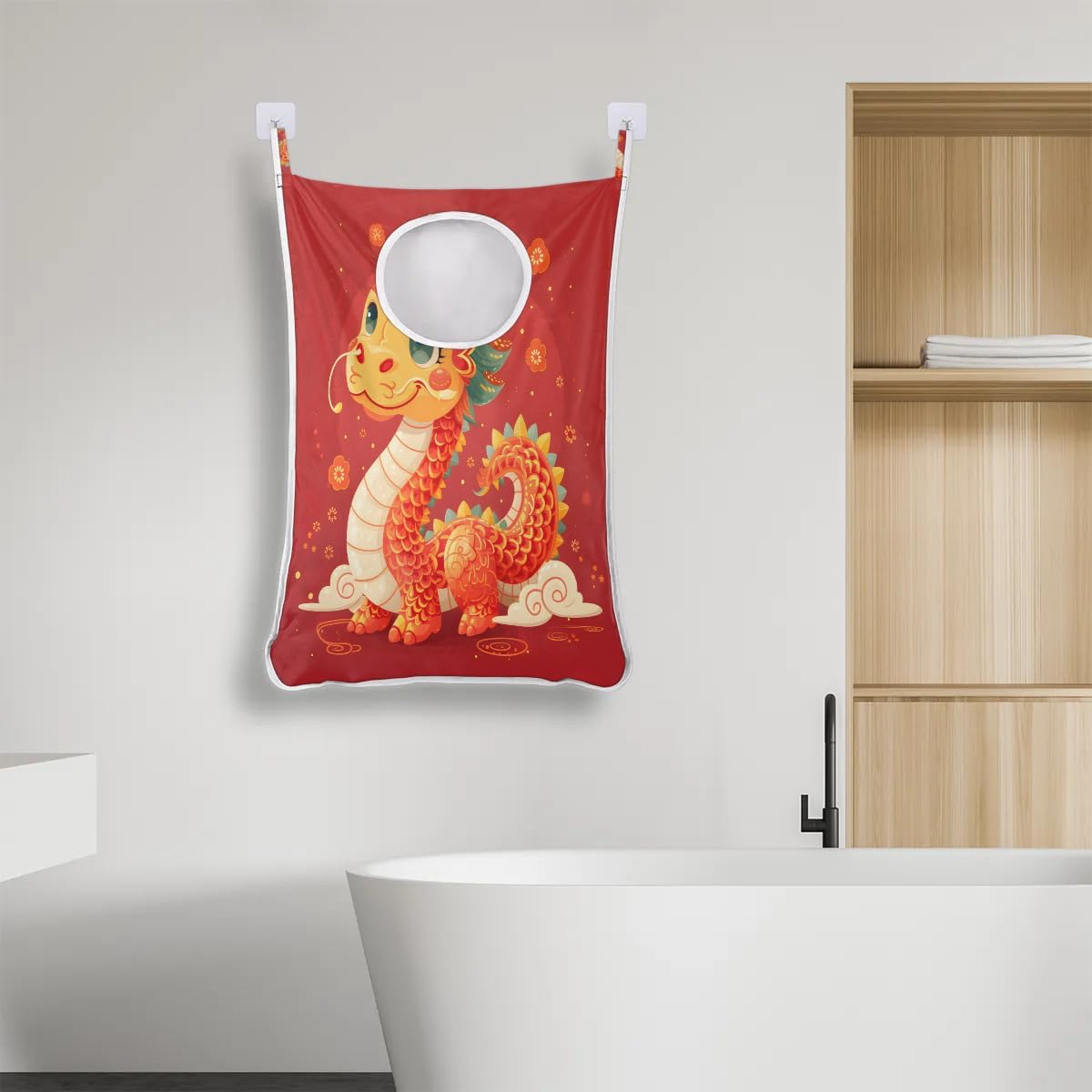 Hanging Laundry Hamper Bag Cute Dragon Design