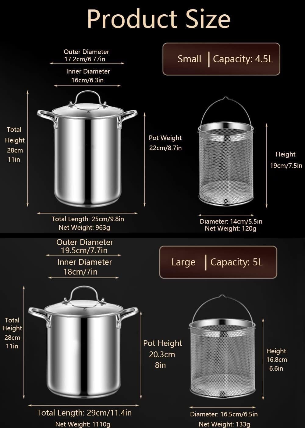 Bingwang 5L Pasta Pot with Glass Lid and Removable Basket