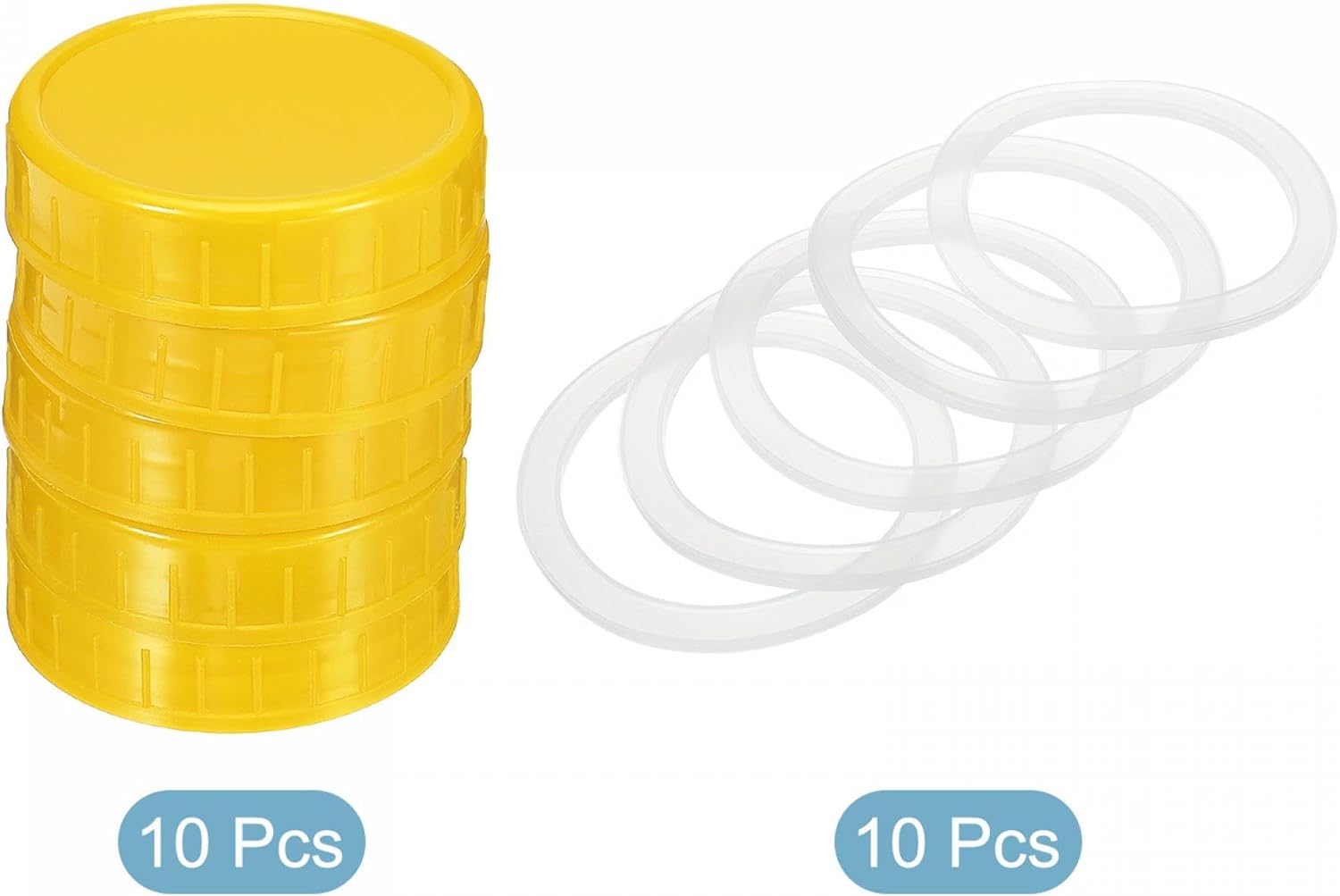 High-Quality Mason Jar Lids 10-Pack with Silicone Sealing Ring Yellow