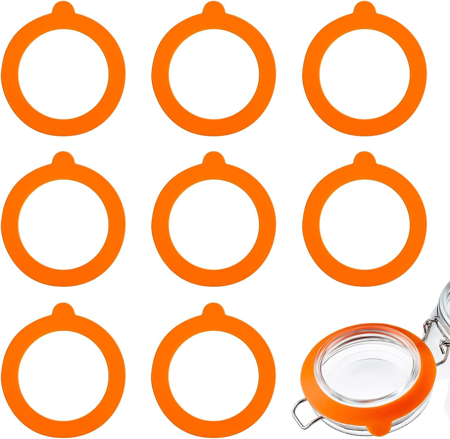 8-Piece Silicone Gasket Canning Rings Replacement Glass Jar Lids