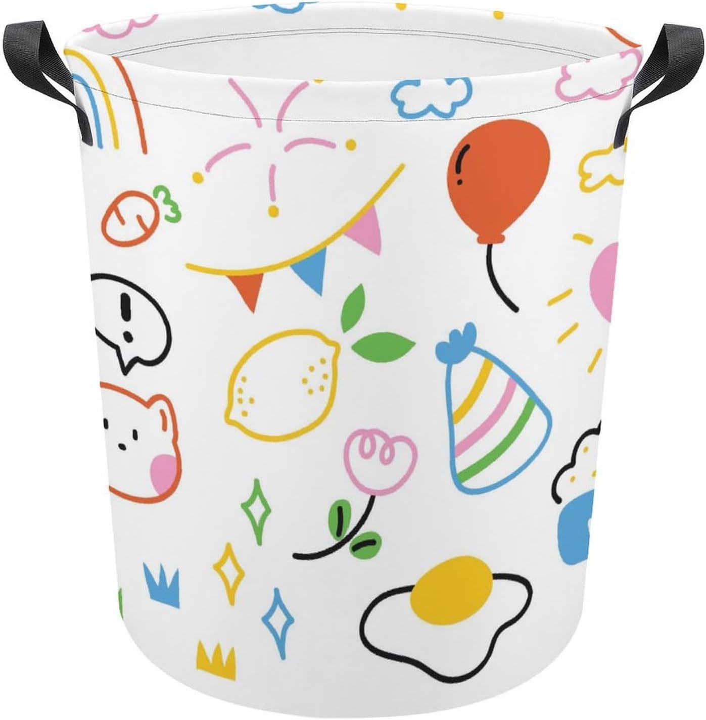 MEIKKO Cuddliest Doodle Rainbow Laundry Hamper
