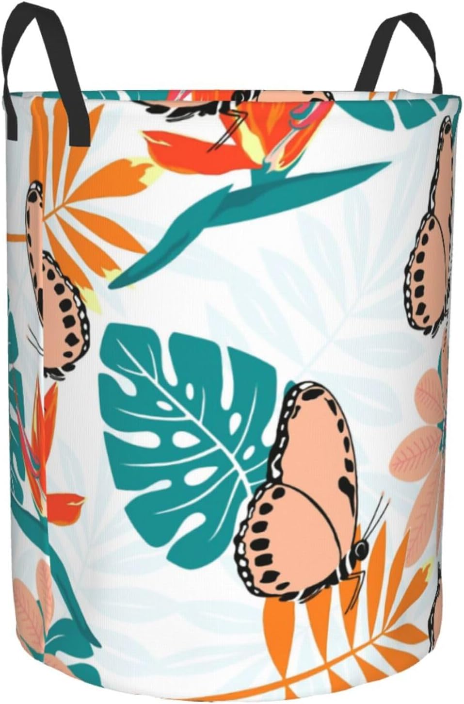 Flower Foldable Laundry Basket with Handles - Butterfly Design M