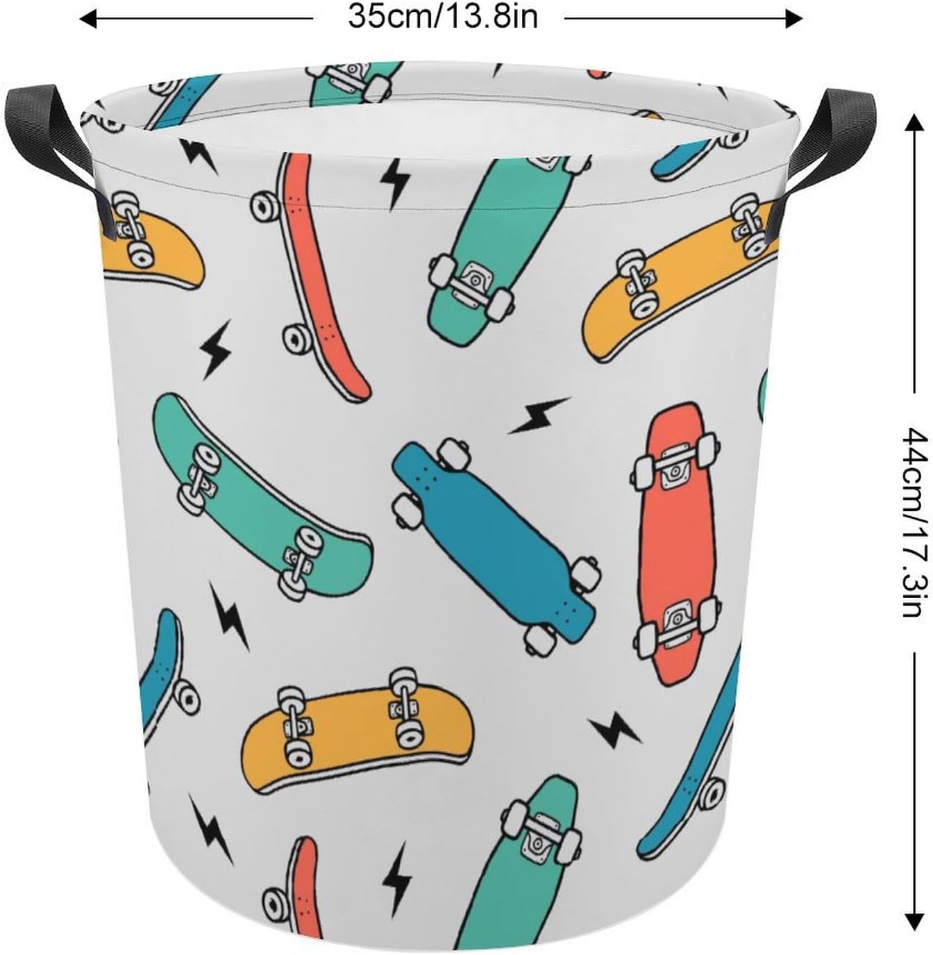 MEIKKO Hand-Drawn Skateboarding Clothes Hamper Waterproof Easy-to-Carry