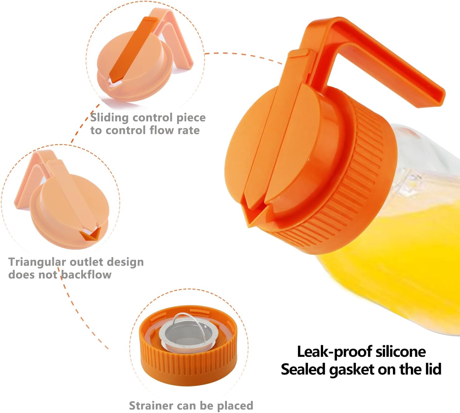 Wide Mouth Mason Jar Lids 2-Pack Black Orange Not Includes Jars