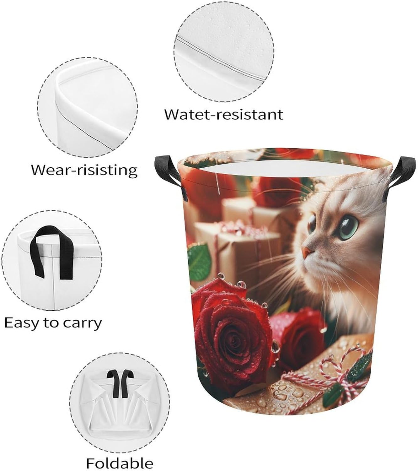 Raindrops Roses Cat Laundry Basket
