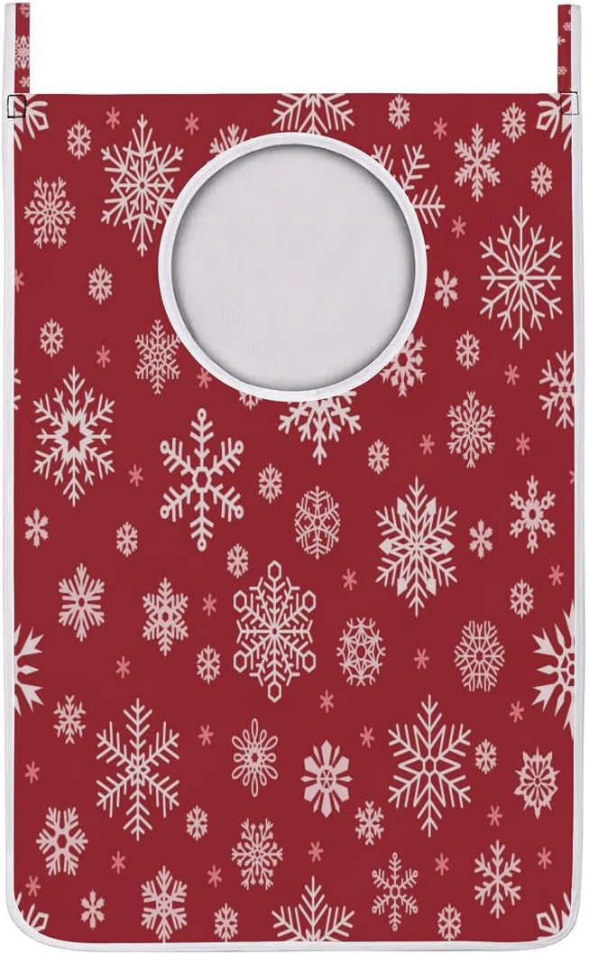 Foldable Christmas Snowflake Laundry Basket with Adhesive Hooks