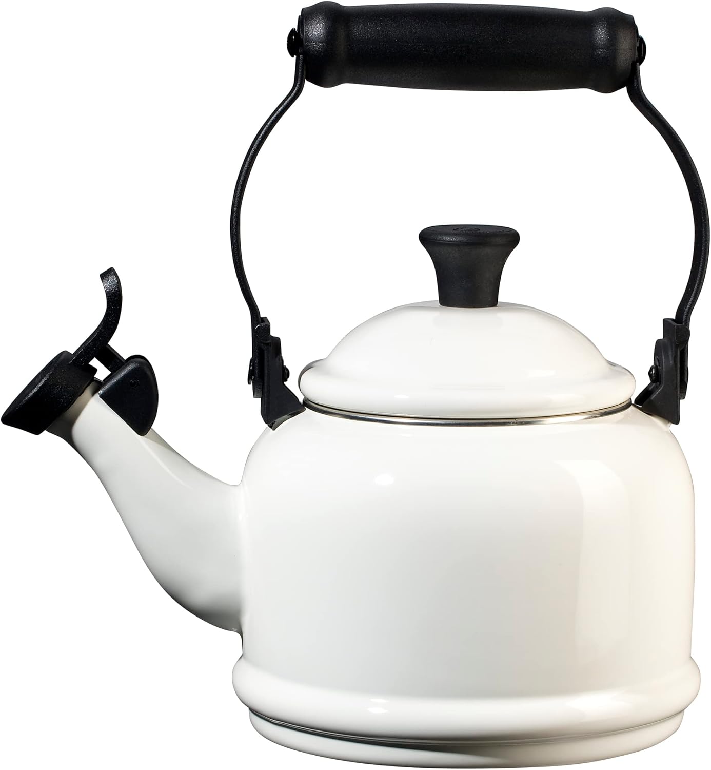 Le Creusage Enamel On Steel Demi Tea kettle 125 qt White Durable Design