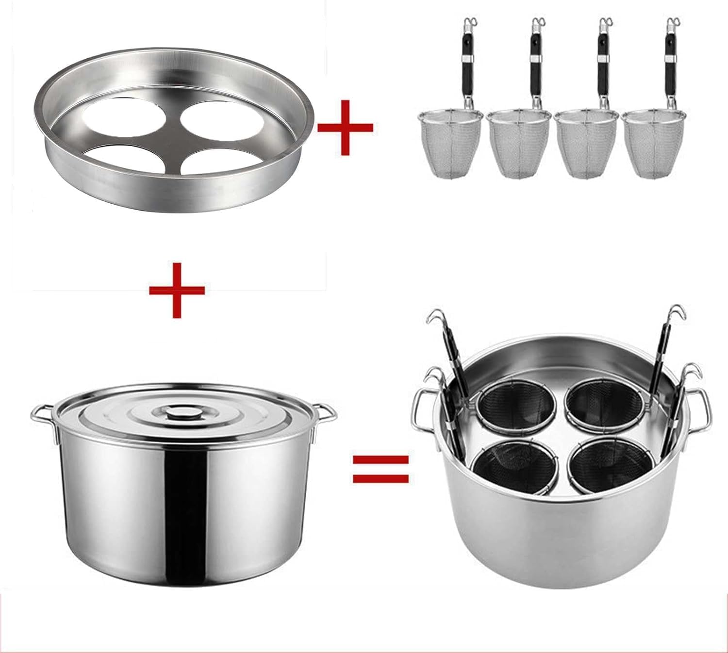 DAOUXIAOSP Pasta Cooker Set with 4 Strainer Baskets