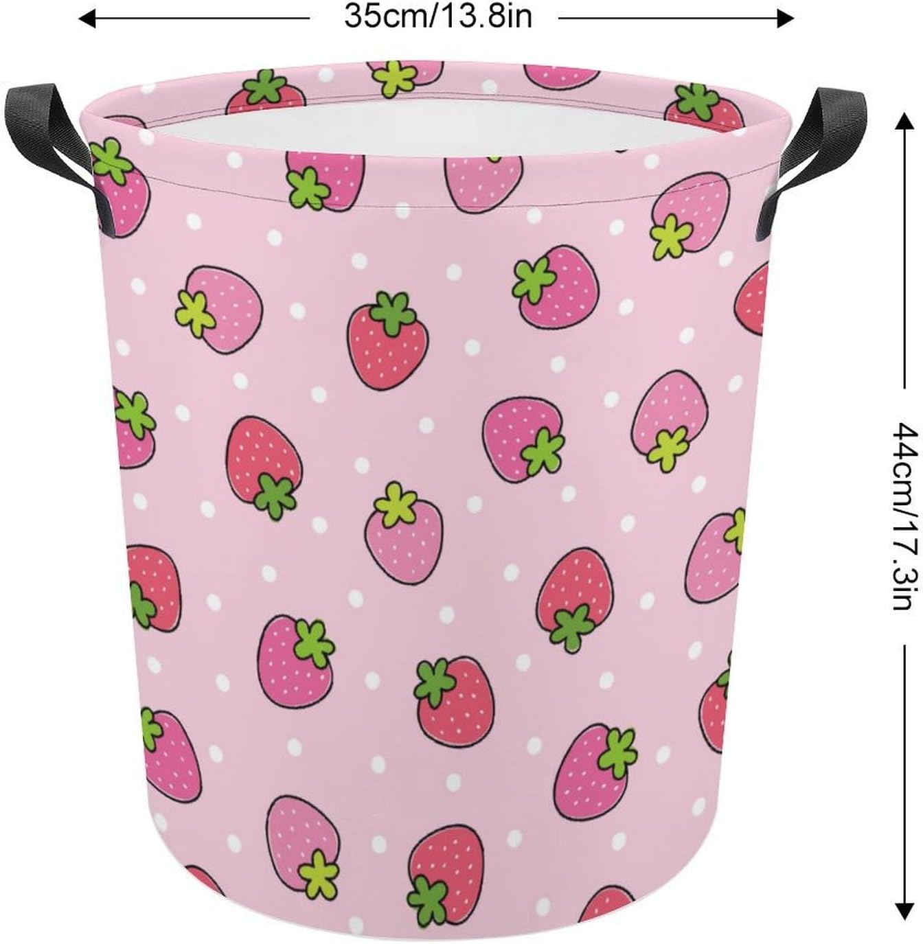Perfectique Pink Strawberry Laundry Hamper Collapsible Waterproof Storage for Family Pets