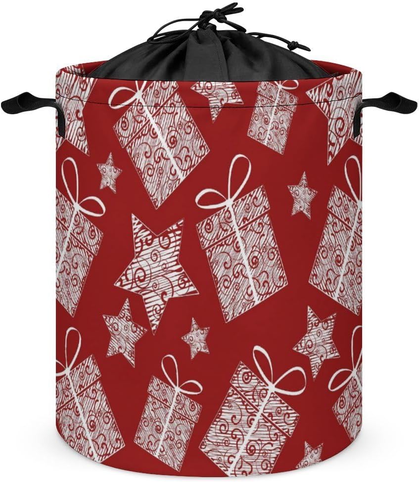 AFHYZY Christmas Laundry Hamper Large Collapsible Storage Basket with Handle - Red