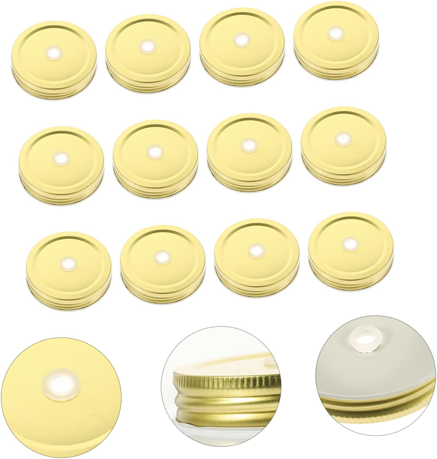 48-Piece Set of Reusable Mason Jar Lids with Straw Holes
