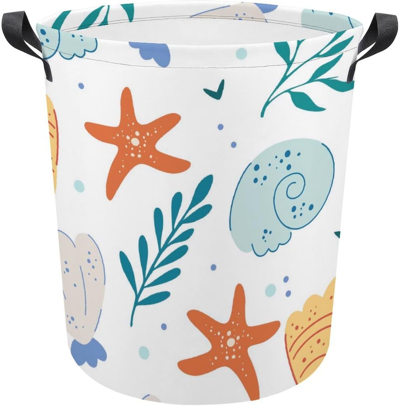 Cute Ocean Waterproof Laundry Hamper with Easy Carry Handles for Home Travel