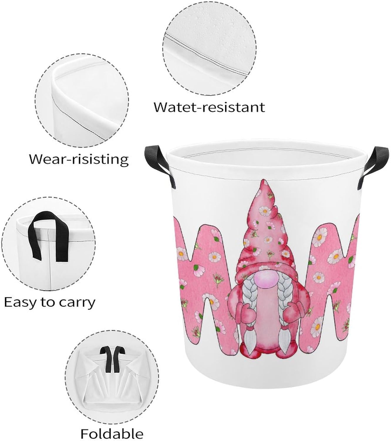 Colorful Watercolor Gnome Laundry Hamper