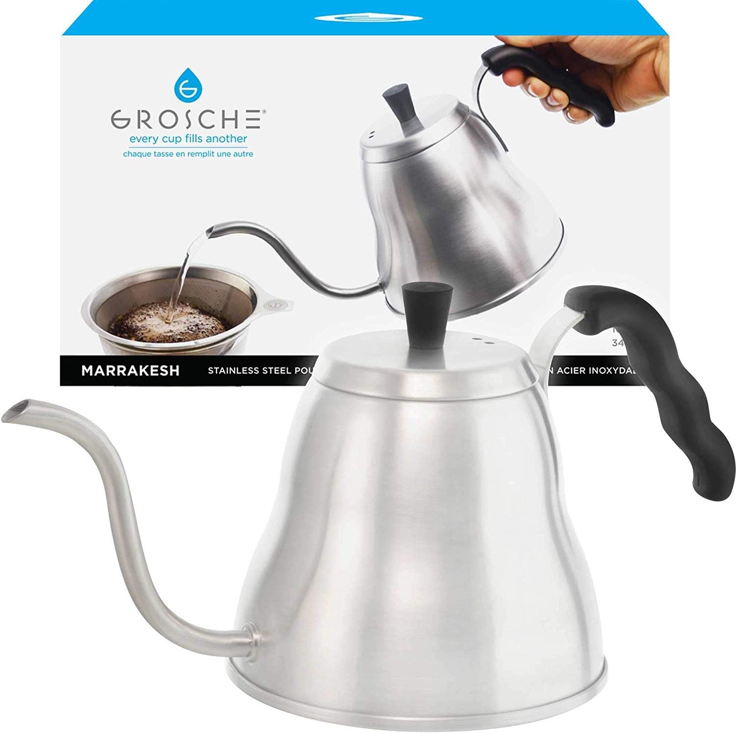 Premium Coffee Tea Kettle with thermometer and stovetop pour over