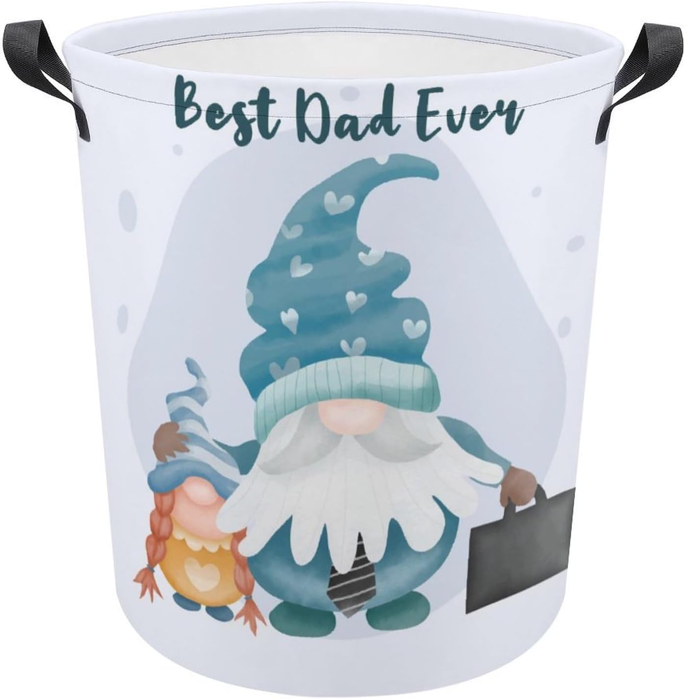 Fathers Day Quote Waterproof Gnome Laundry Hamper with Easy Carry Handles
