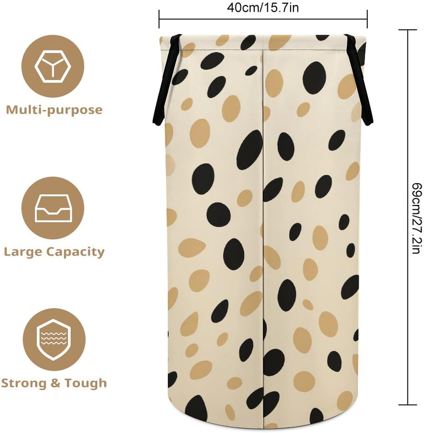 Leopard Print 87L Large Laundry Basket with Handle Foldable