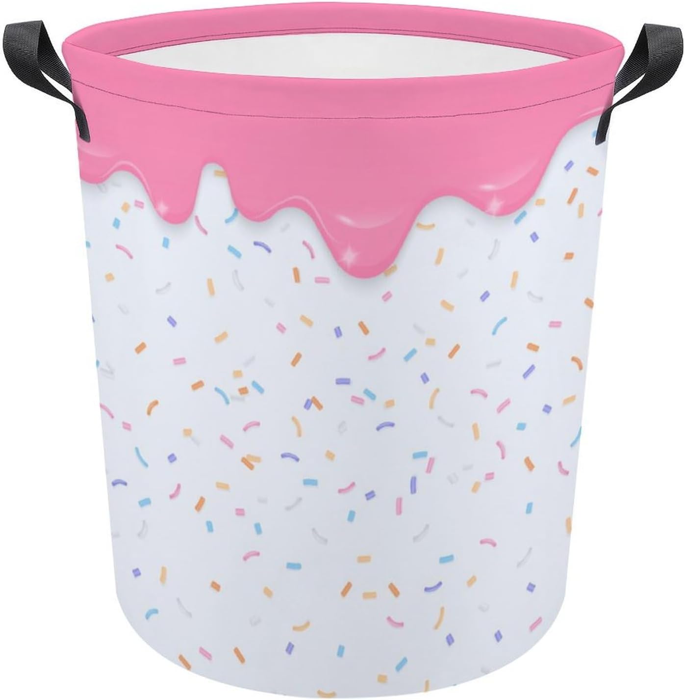 Pink Dripping Liquid Laundry Hamper Donut Basket for Dorms Bedroom Bathroom