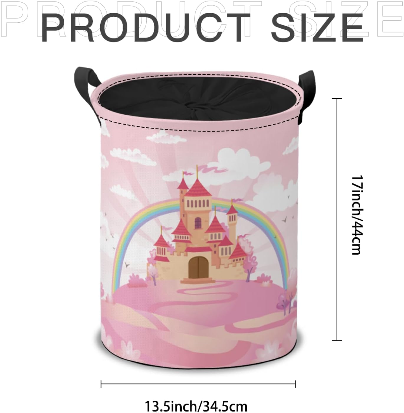 Pink Castle Laundry Hamper Basket Cute Fairy Tale Storage Solution