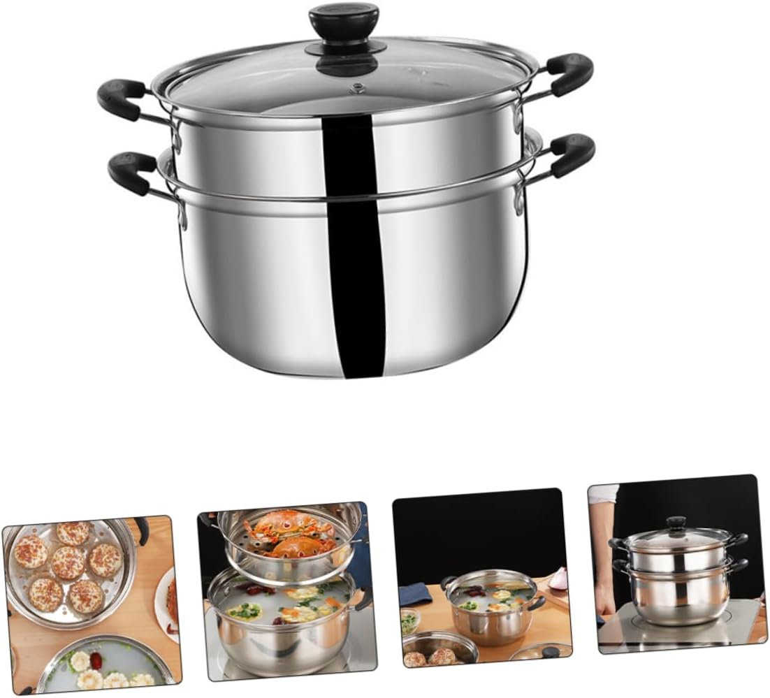 Kichvoe Multifunctional Stainless Steel Steamer Pot with Lid