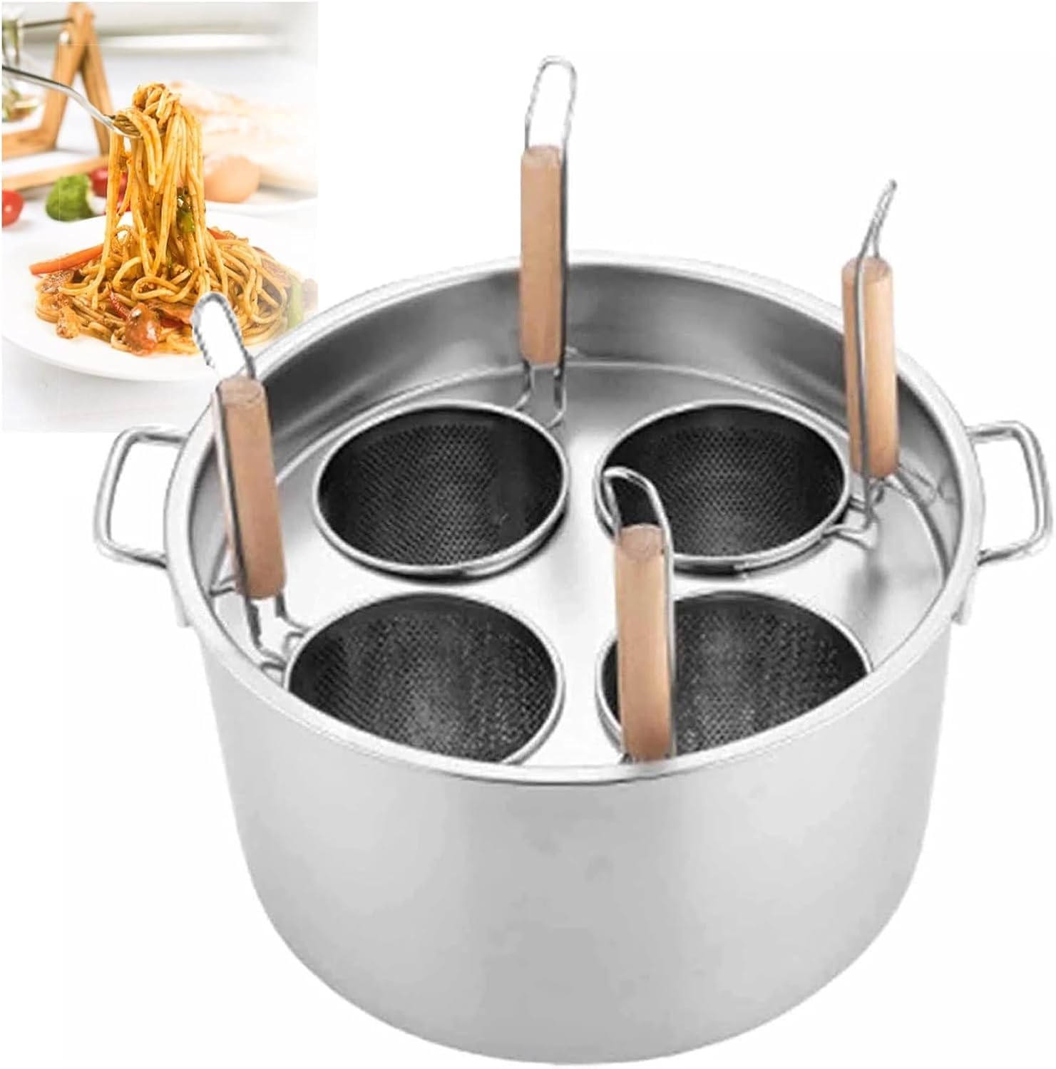 Stainless Steel Pasta Pot with 345 Holes for Spaghetti