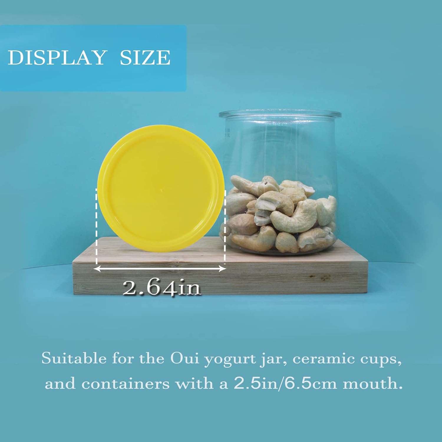gocola Jar Lids for Oui - 12 Pack Clear with Labels
