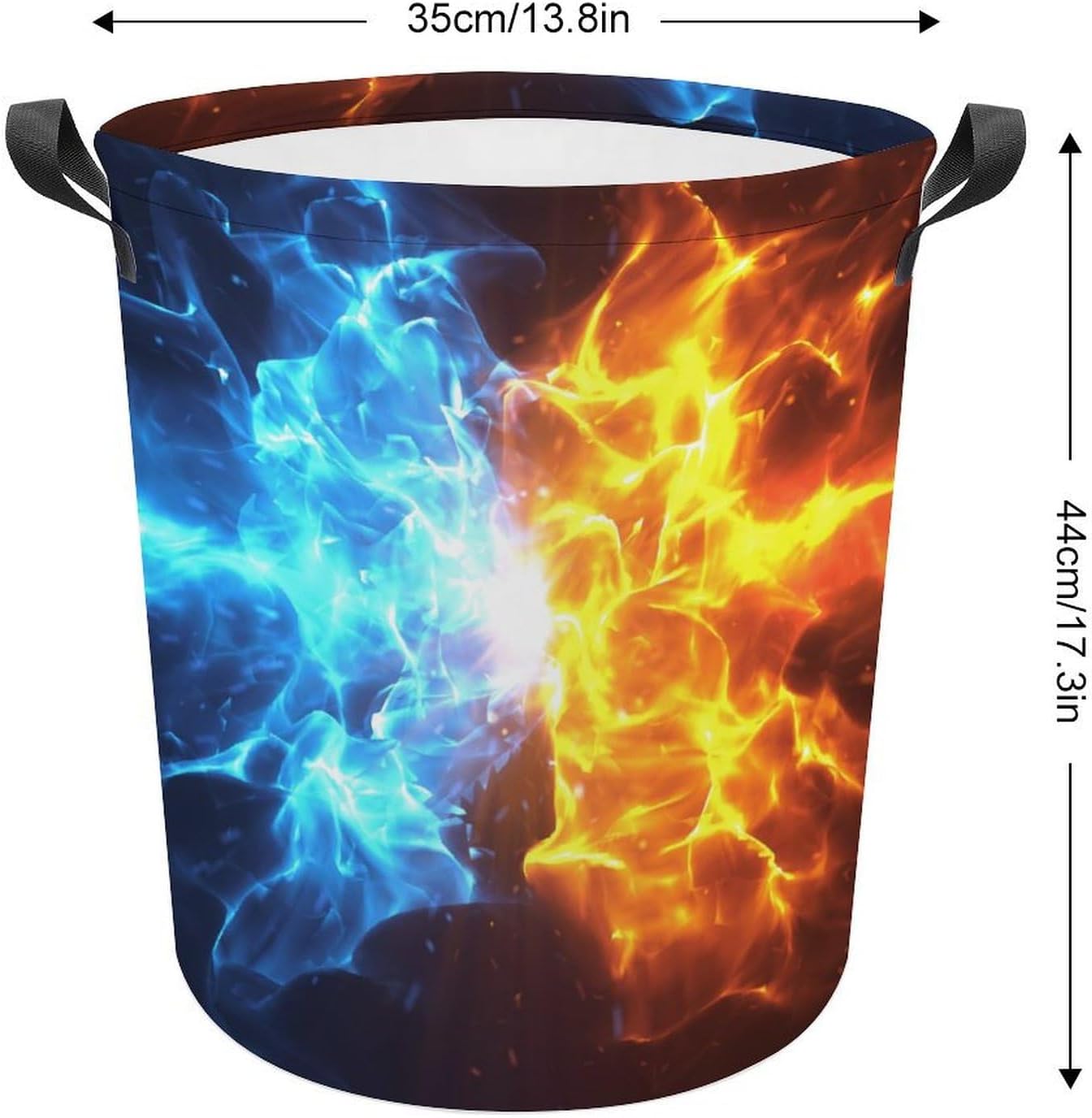 Crashing Blue and Red Flames Laundry Hamper
