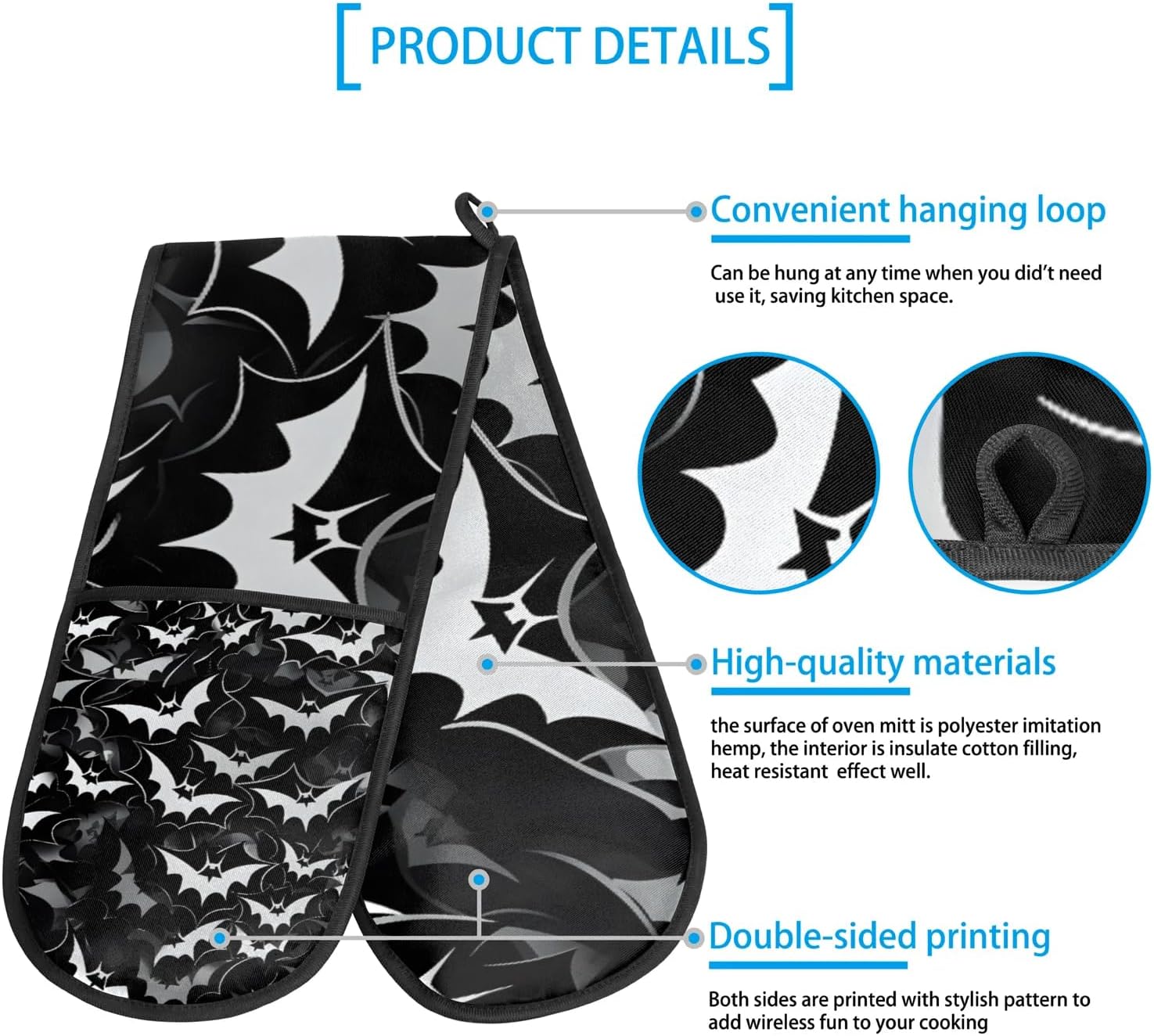 Halloween Bats Heat-Resistant Oven Mitts 354x75