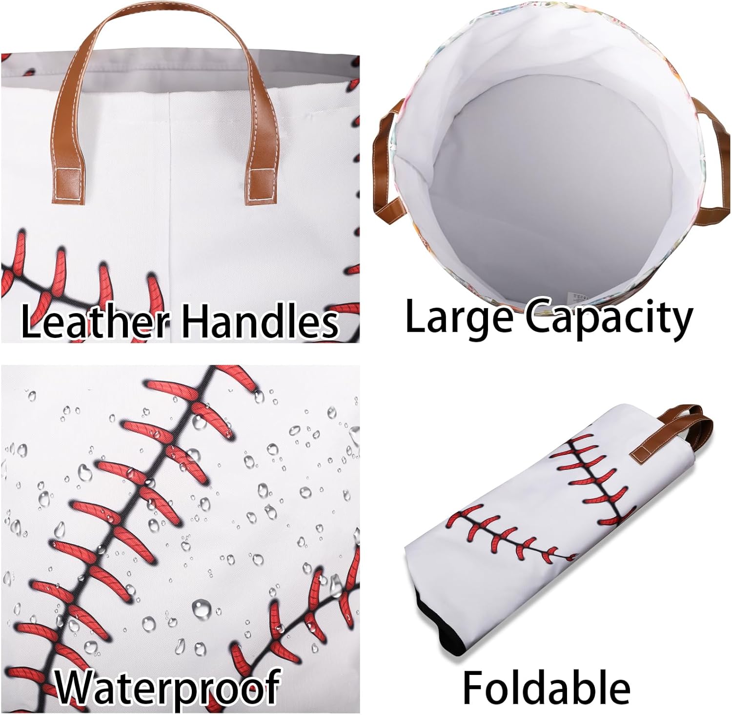 Mozaigos Baseball Texture Laundry Hamper