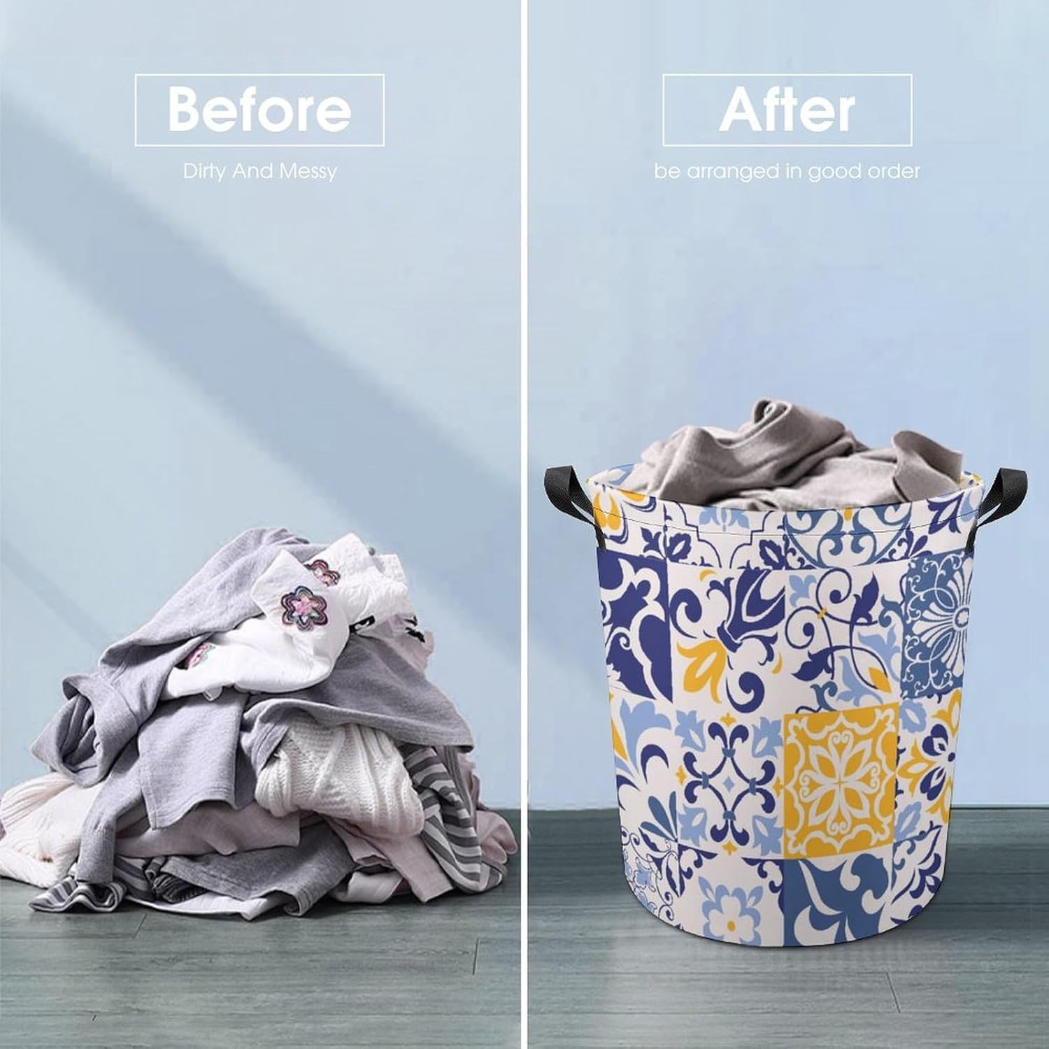 MEIKKO Talavera Ethnic Folk Laundry Basket