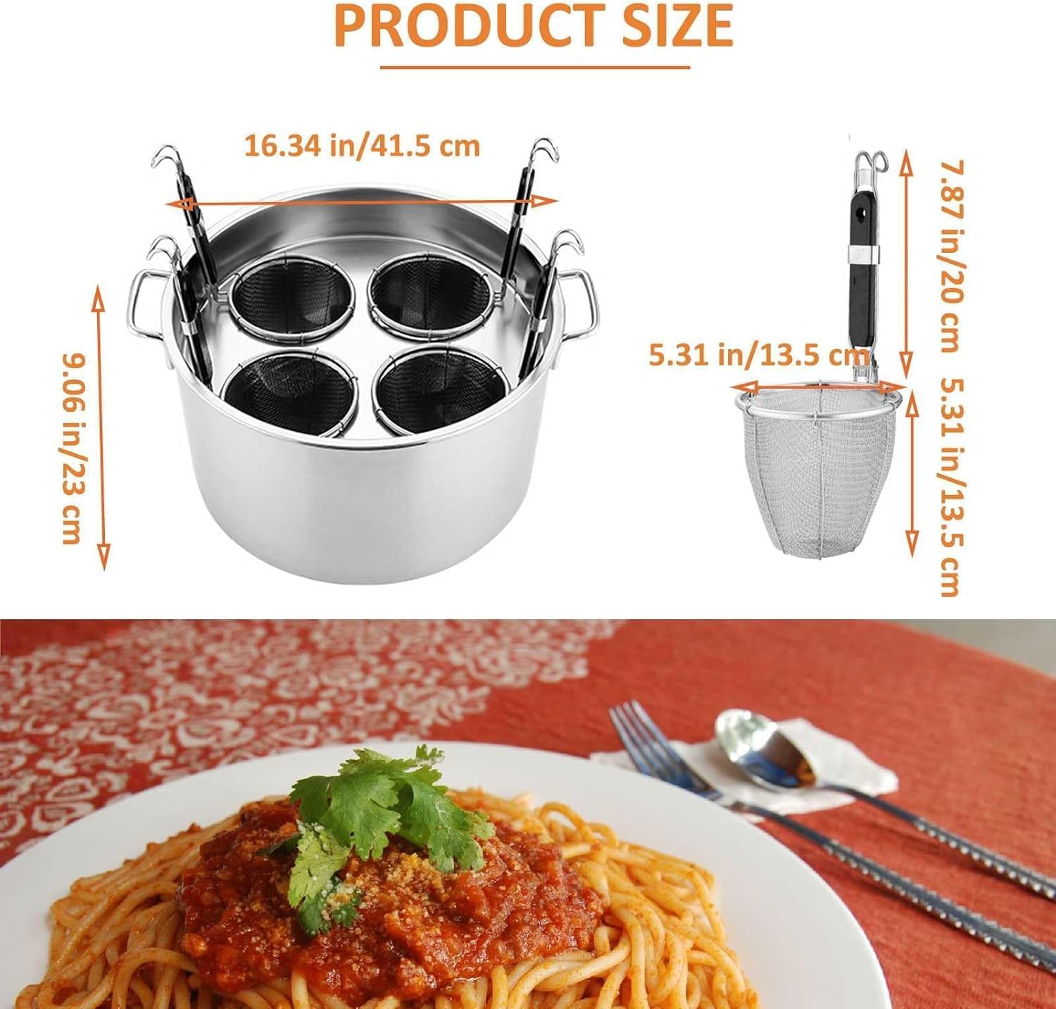 DAOUXIAOSP Pasta Cooker Set with 4 Strainer Baskets