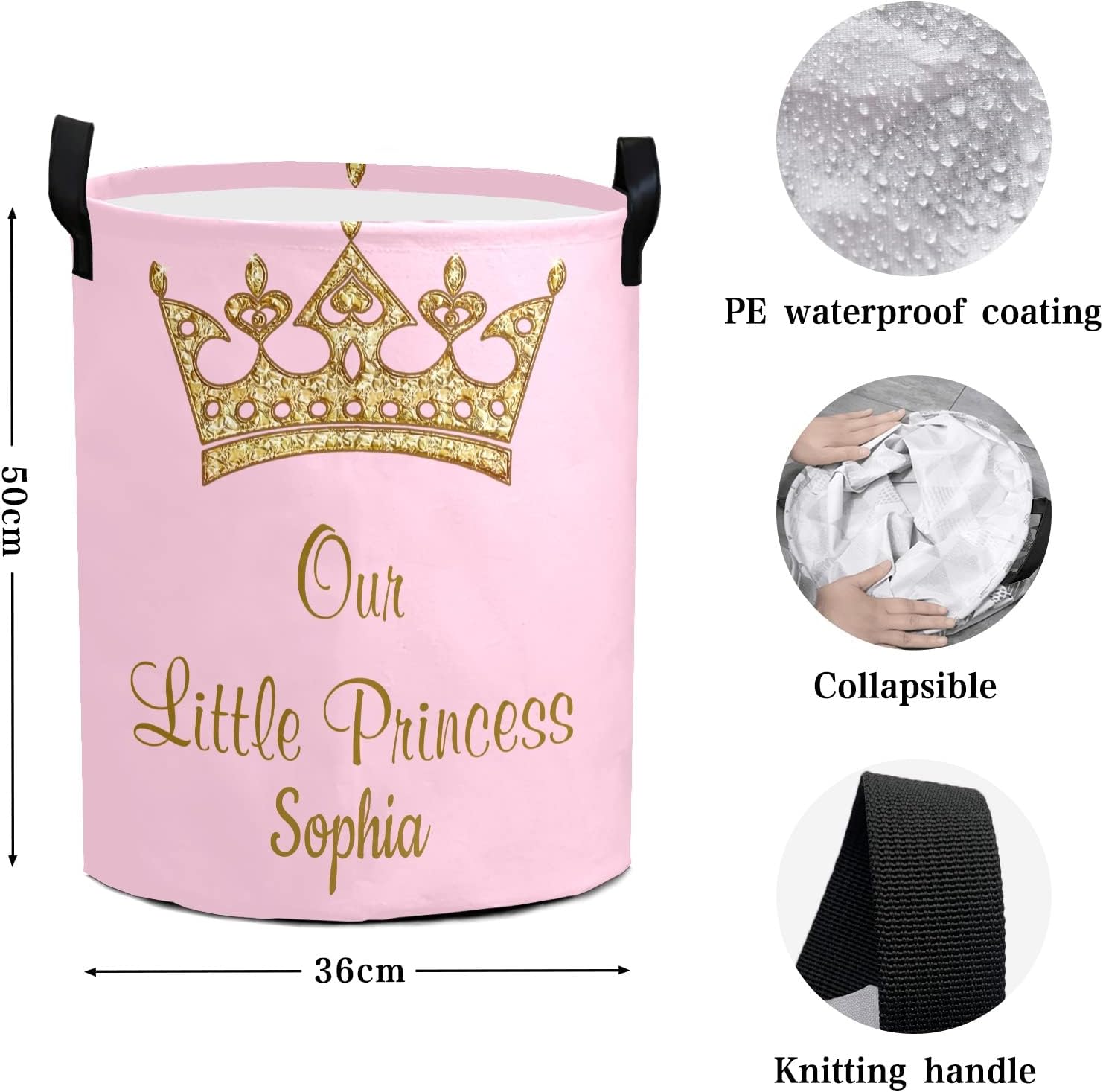 Our Little Princess Large Storage Laundry Basket Handle Included