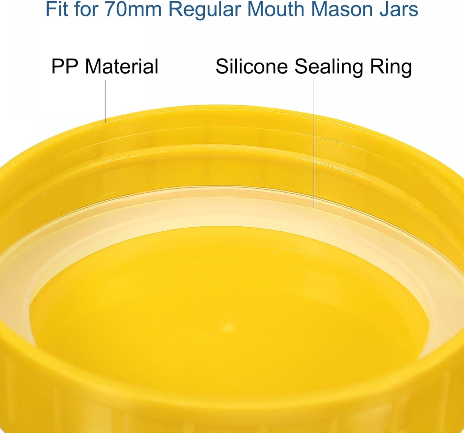 High-Quality Mason Jar Lids 10-Pack with Silicone Sealing Ring Yellow