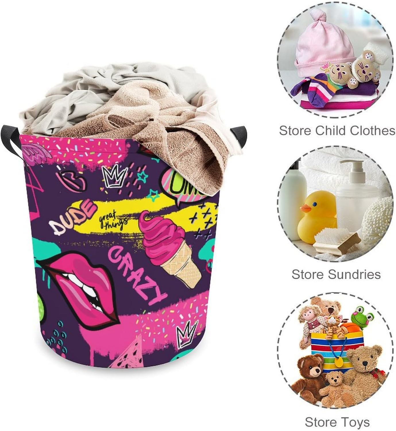 Collapsible Ice Cream Laundry Hamper