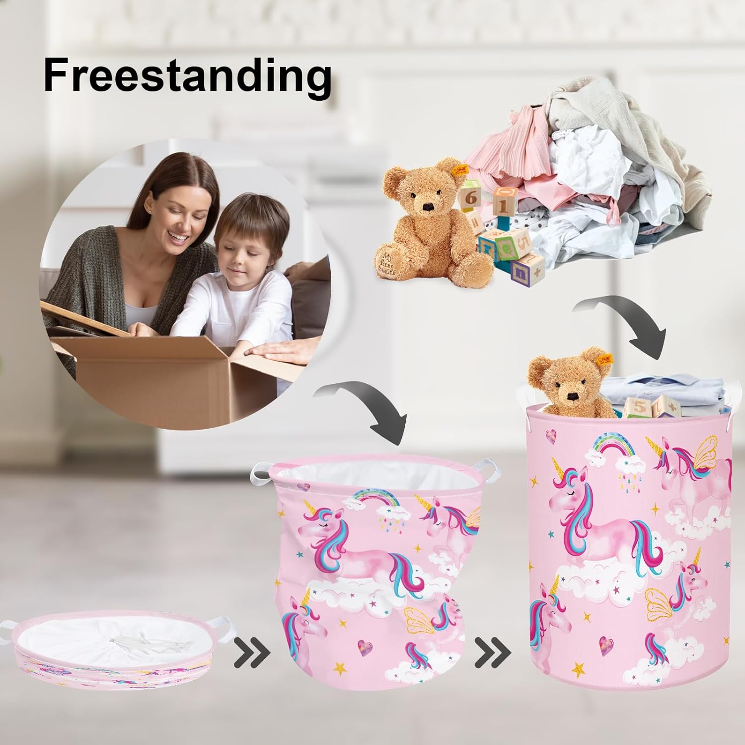 Rainbow Unicorn Laundry Basket 45L nursery storage