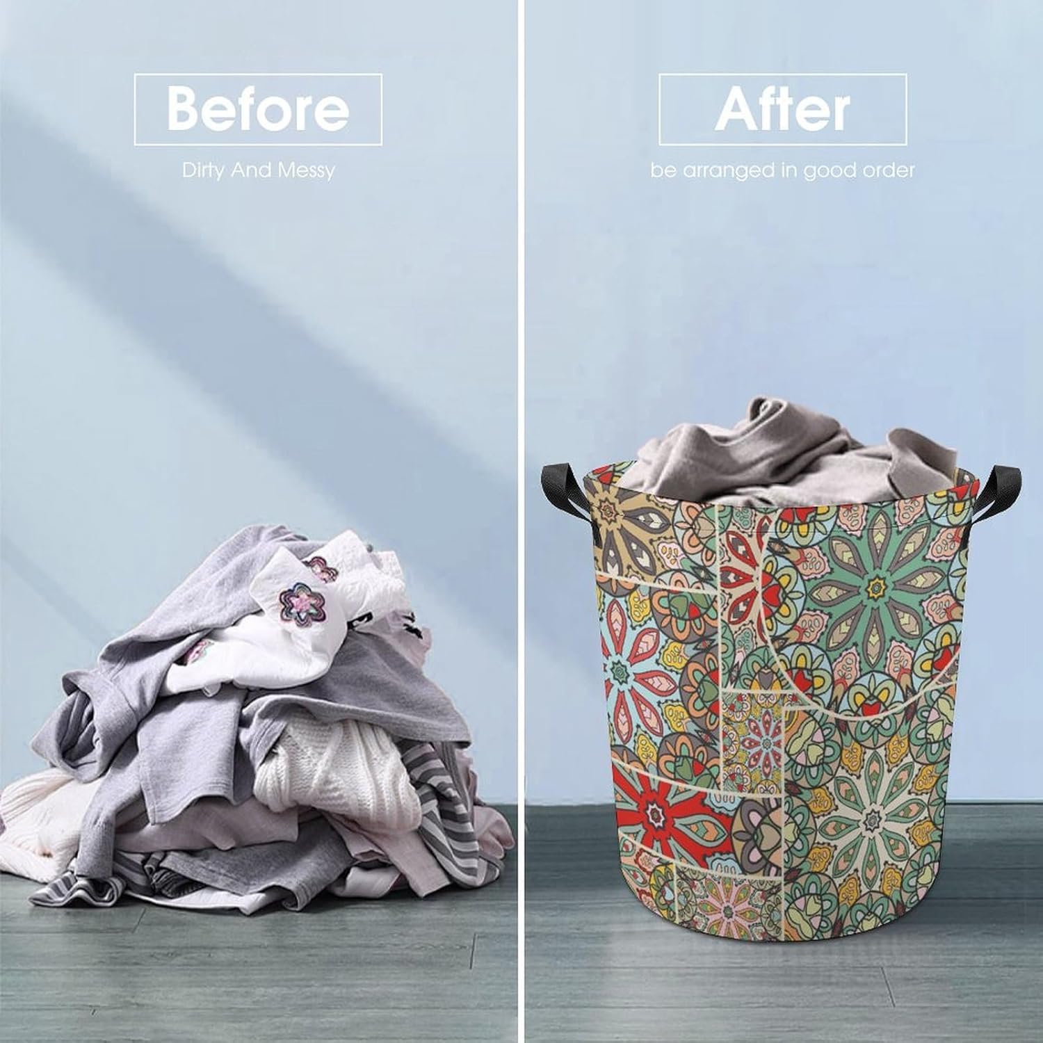 Ethnic Mosaic laundry hampers with Easy Carry Handles