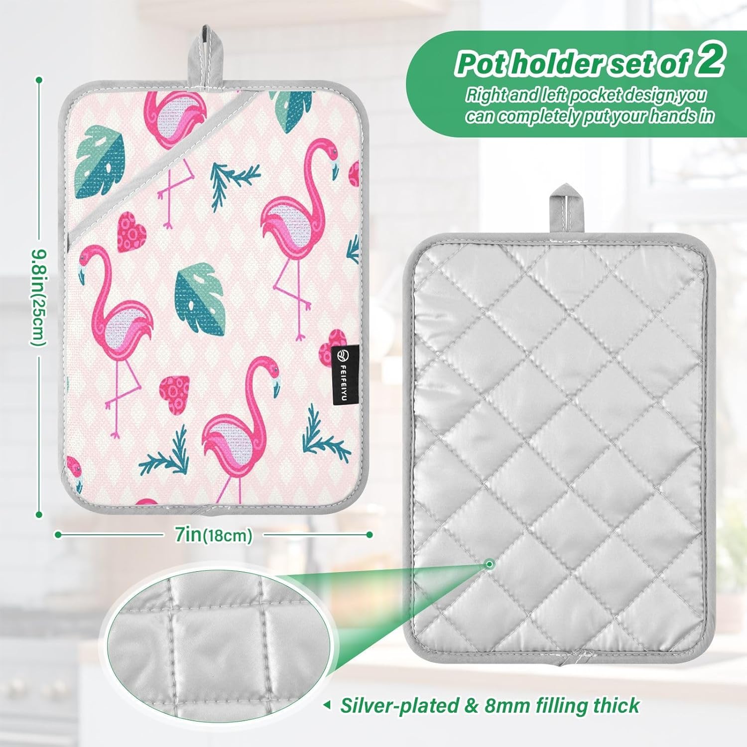Flamingo Heat-Resistant Potholder Set Protect Oo - Kitchen Essentials for Baking Cooks