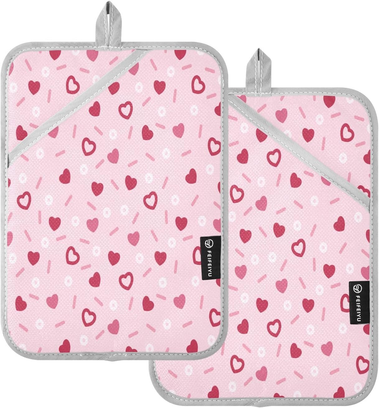 Pink Love Hearts Pot Holder Set