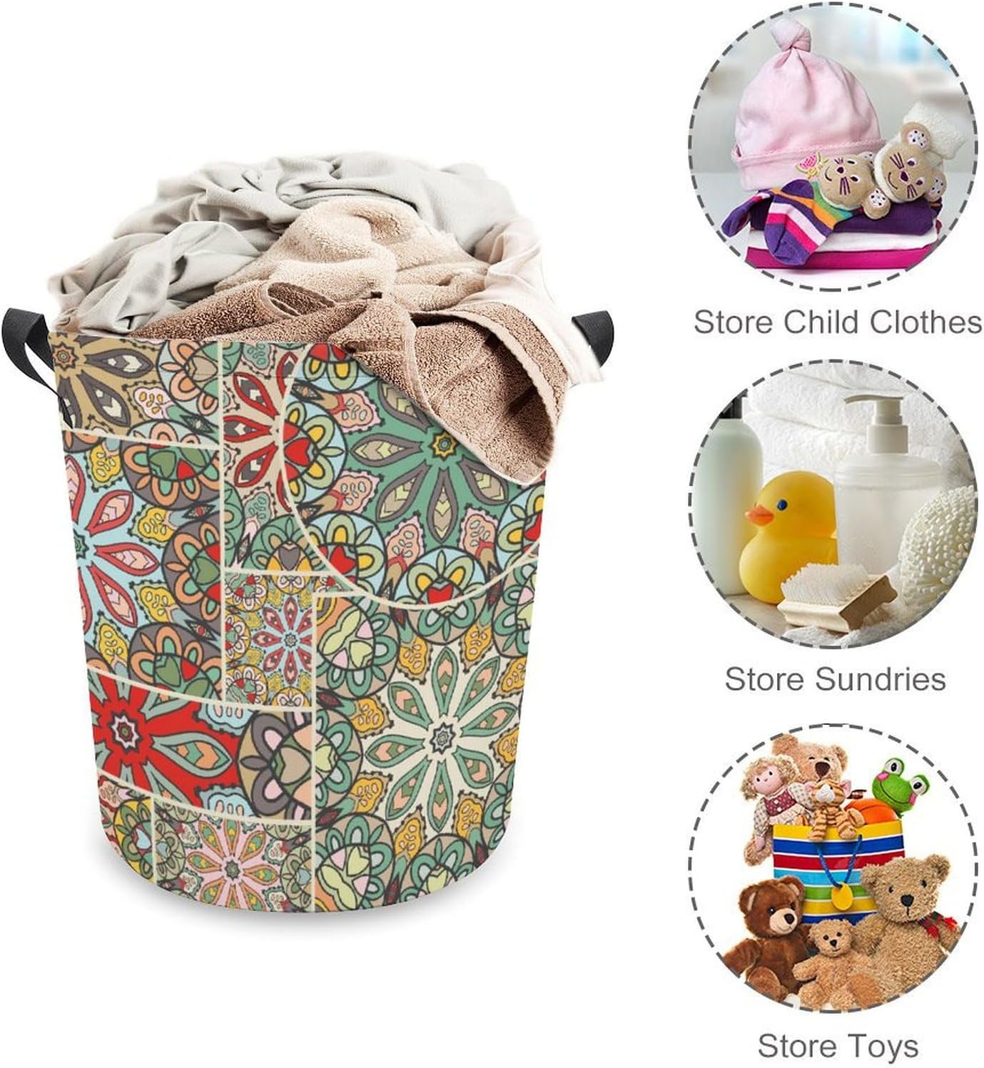 Ethnic Mosaic laundry hampers with Easy Carry Handles