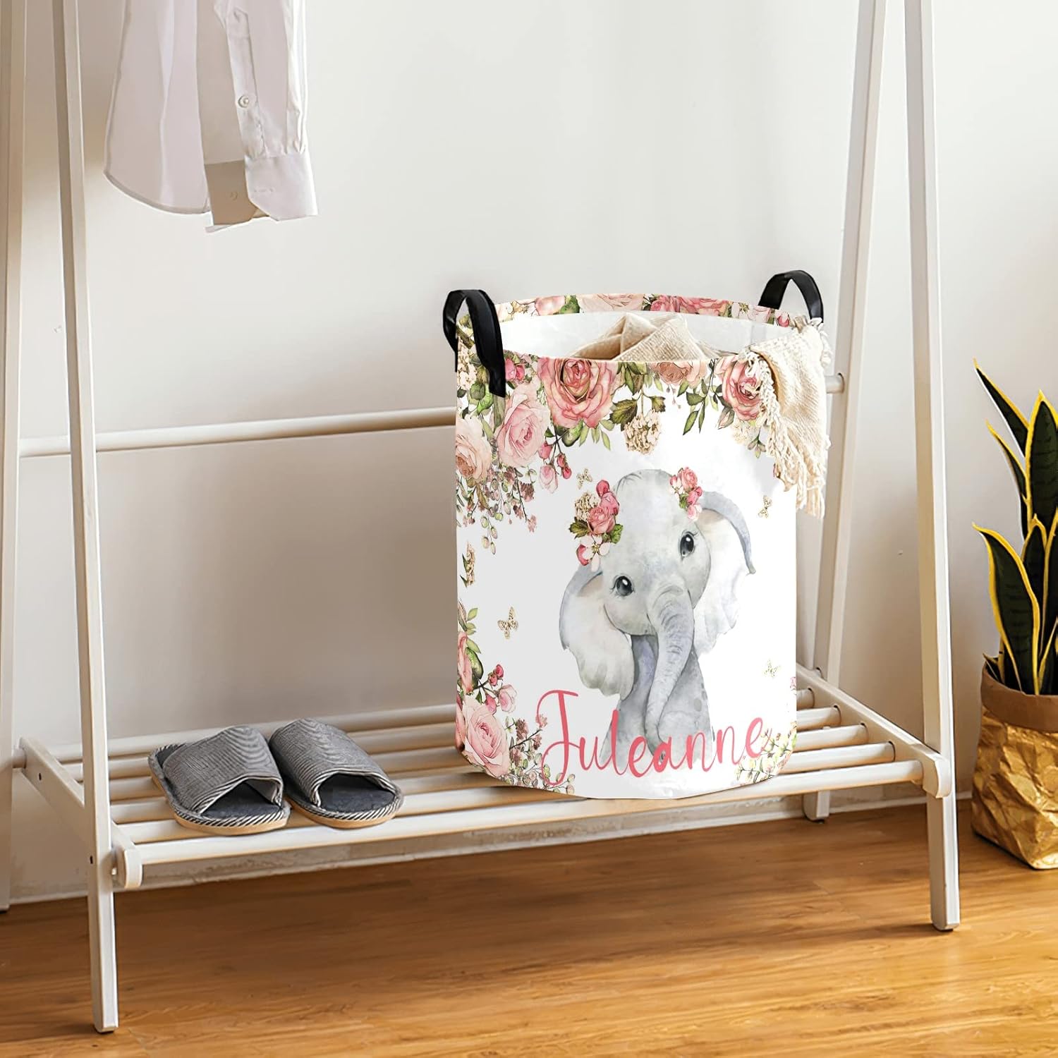 Personalized Foldable Laundry Basket with Handle for Home Storage
