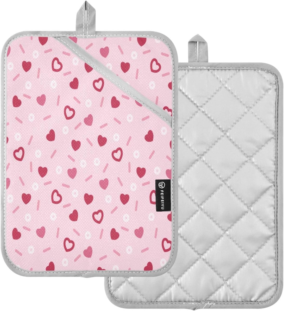 Pink Love Hearts Pot Holder Set