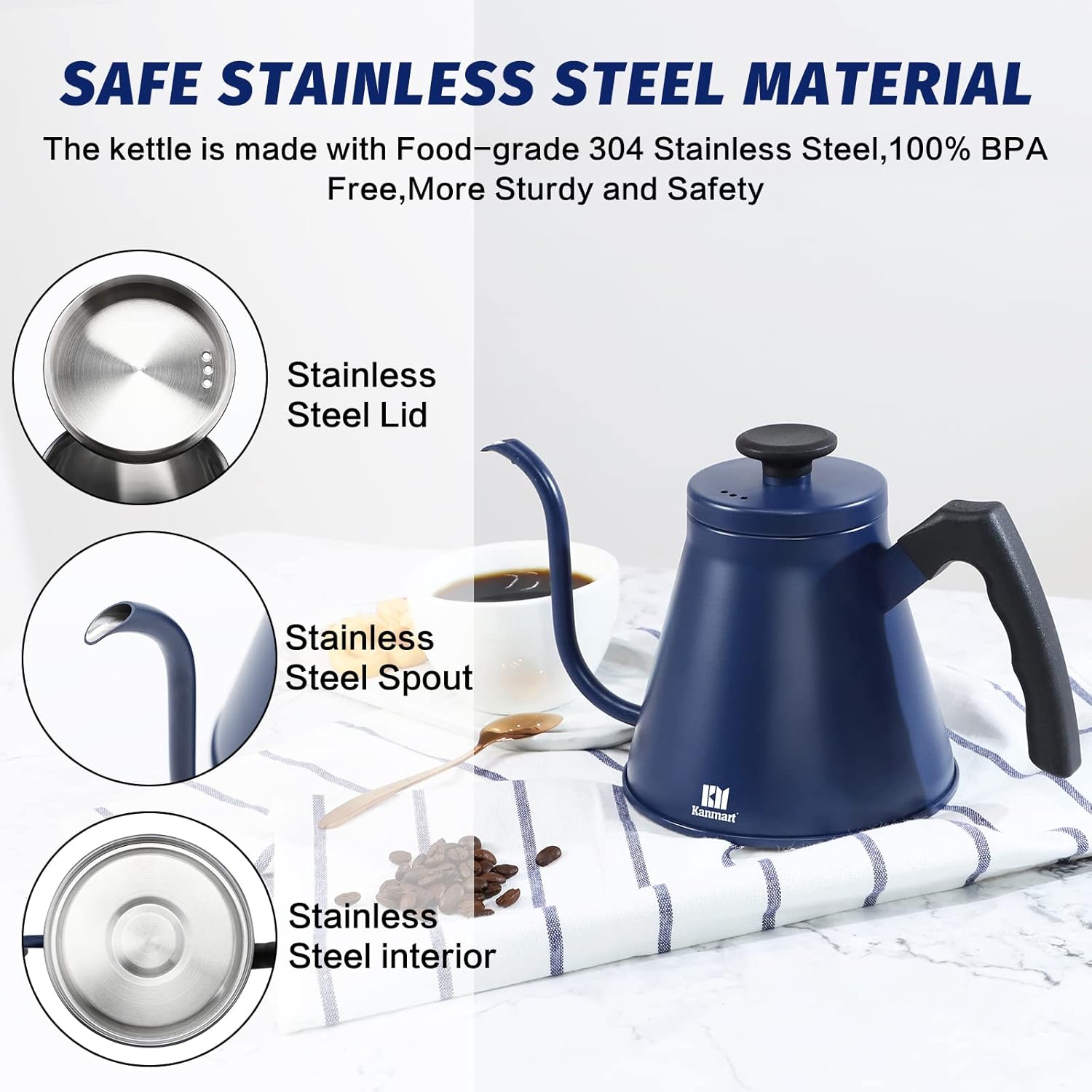 Kanmart - Premium Gooseneck Pour Over Coffee Kettle for Home Use