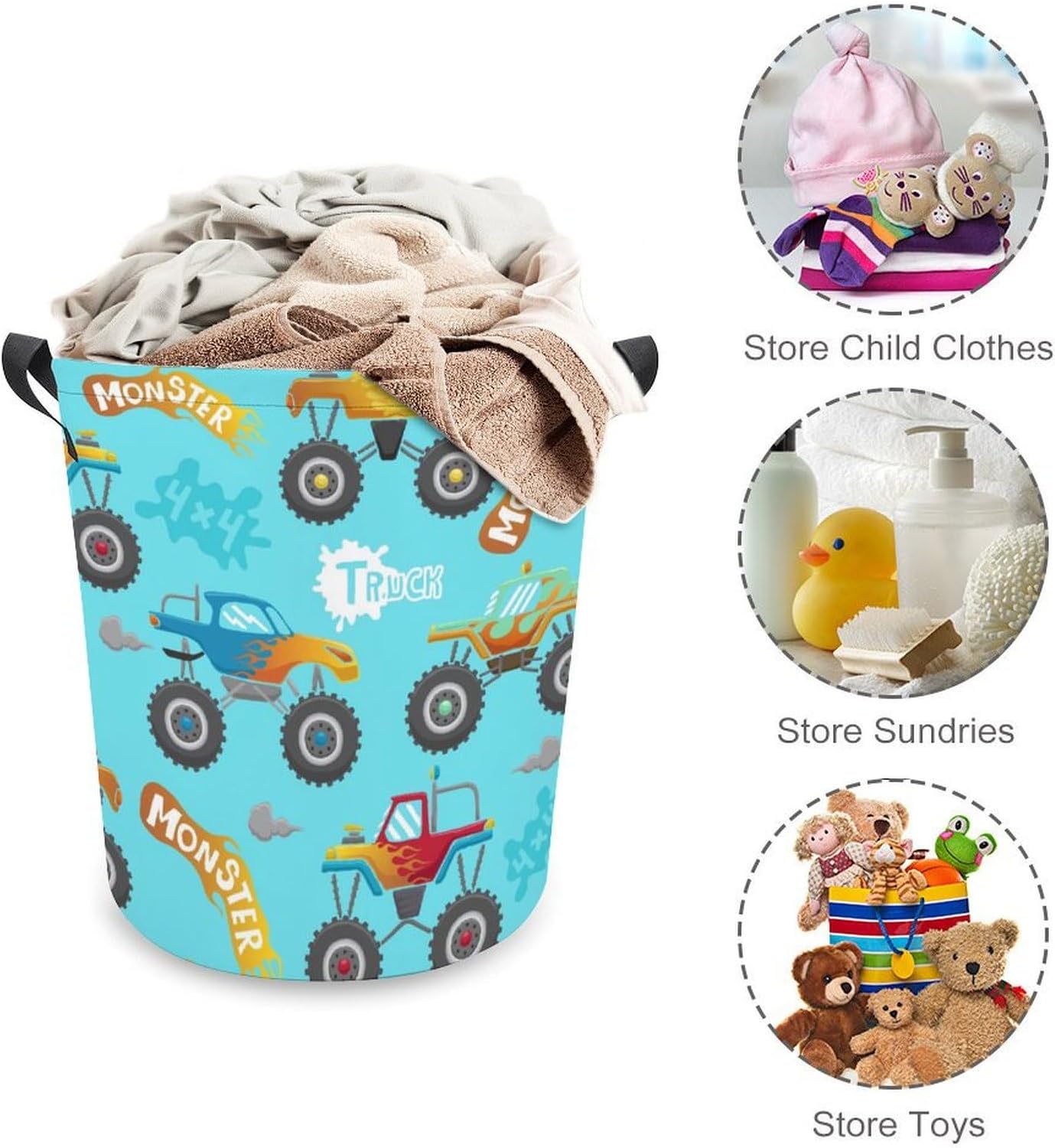 MEIKKOMonster Truck Cartoon Laundry Basket