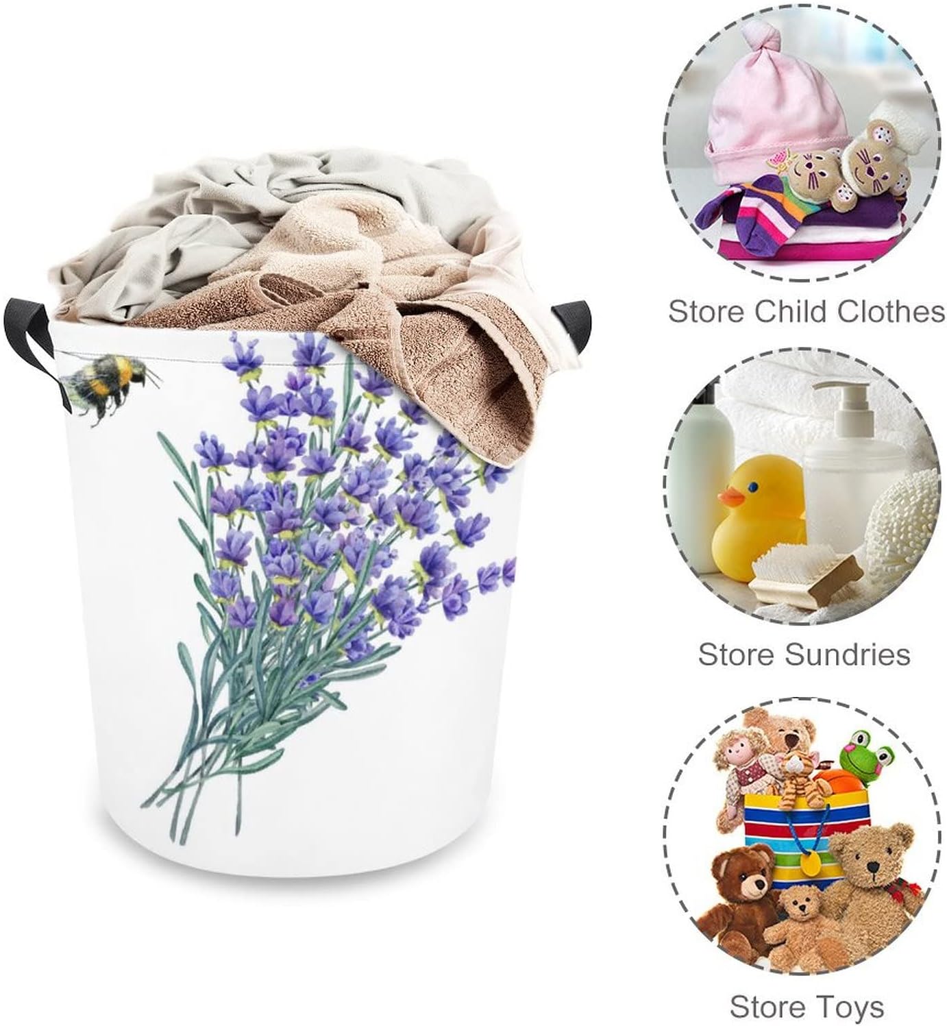 MEIKKO Watercolor Lavender Large Laundry Hamper Basket