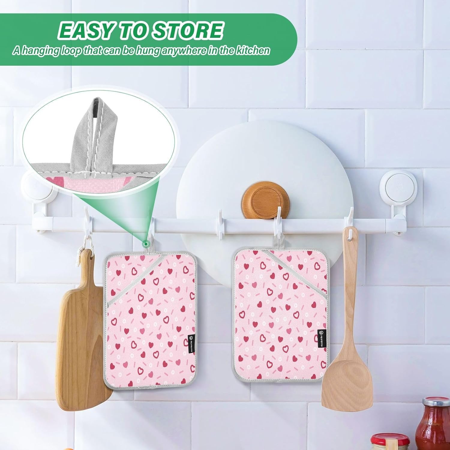 Pink Love Hearts Pot Holder Set